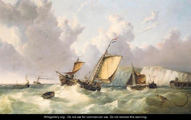 Dutch Shipping Off The Coast Of Dover - (after) William Calcott Knell