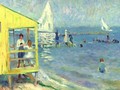 Yellow Bath House And Sailboat, Bellport, Long Island - William Glackens