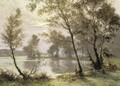 The Riverbank At Sunrise - Albert Gabriel Rigolot