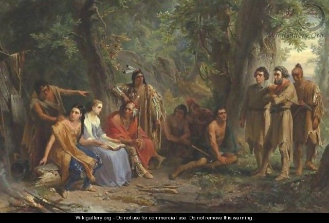 Hetty Reading The Scripture To The Indians - Christian Schussele