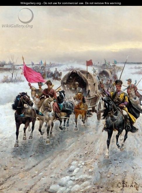 Advancing Cossack Convoy - Konstantin Stoilov
