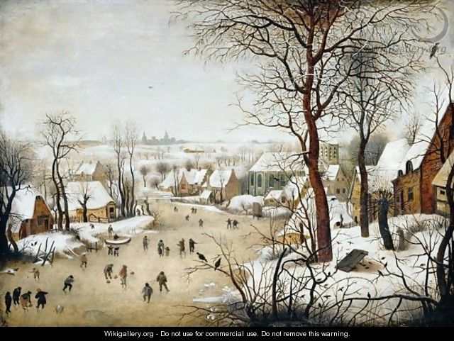 Winter Landscape With A Bird Trap - (after) Pieter The Younger Brueghel
