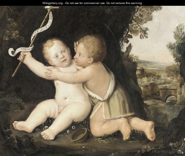 Saint John The Baptist And Infant Christ Playing In A Landscape - Italian School