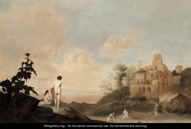 Italianate Landscape With Nymphs Bathing - (after) Bartholomeus Breenbergh