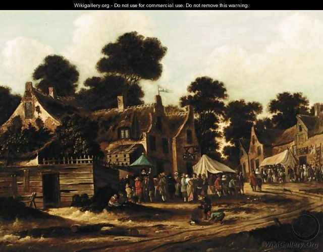 A Village Kermesse Outside An Inn - Thomas Heeremans