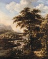 Landscape With Travellers Resting Above A River Valley - Dionys Verburgh
