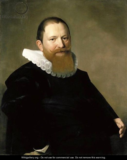 Portrait Of A Bearded Gentleman, Half Length, Wearing Black - Haarlem School