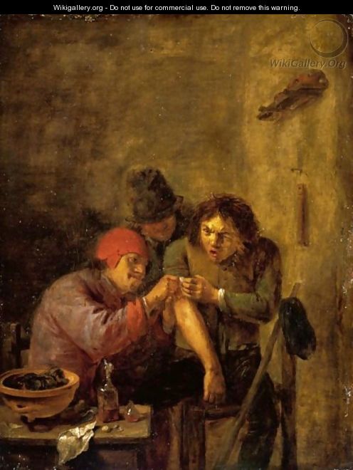 A Doctor Tending To A Wounded Peasant - (after) Adriaen Brouwer