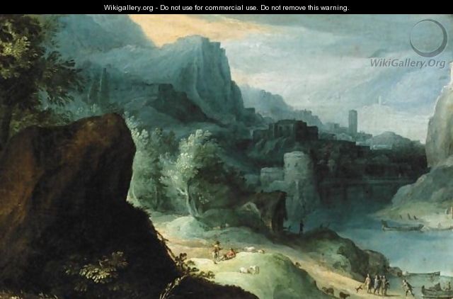 Extensive River Landscape With Figures Beside A Road - (after) Paul Bril
