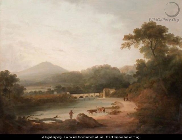 Figures And Cattle By A River - (after) Julius Caesar Ibbetson