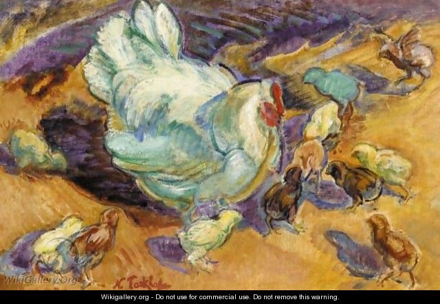 Mother Hen With Her Chicks - Nikolai Aleksandrovich Tarkhov