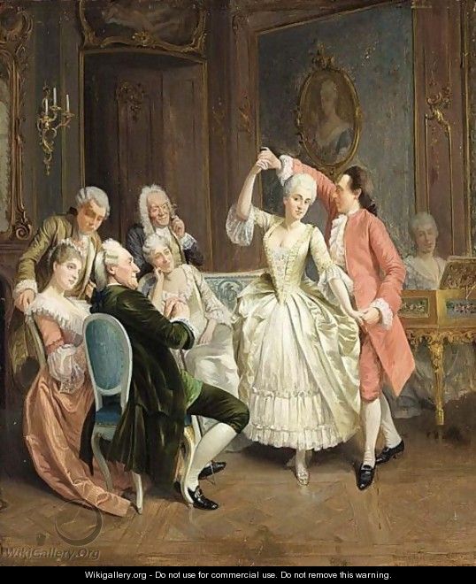 A Merry Company Making Music And Dancing In A Roccoco Interior - German School