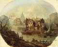 Fantasy Views Of Towns At A Waterside, Mountains Beyond - French School