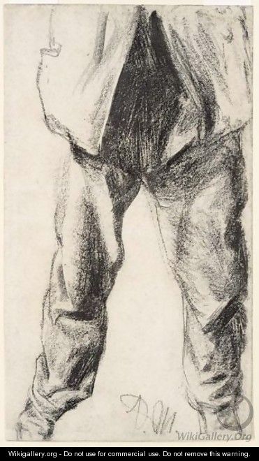 Study Of Legs And Lower Torso, Seen From The Front - Adolph von Menzel