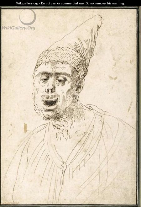 Caricature Of A Man In A Pointed Hat - Giovanni Francesco Guercino (BARBIERI)