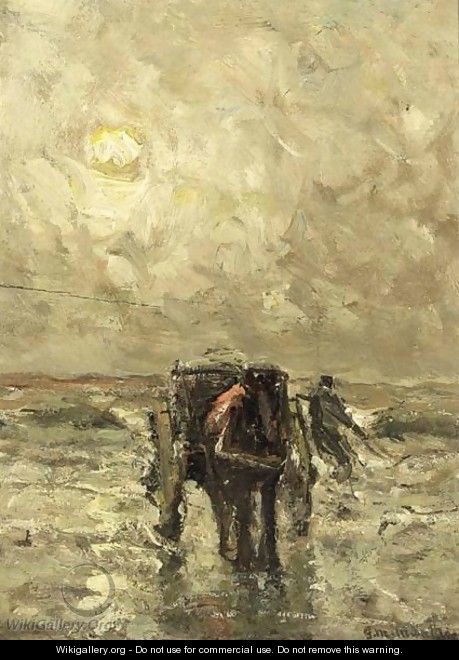 A Shell Fisher With His Carriage On The Beach - Gerhard Arij Ludwig Morgenstje Munthe