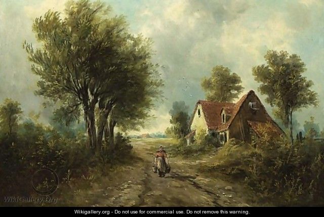 A Peasant Woman In A Landscape - Henry Schouten