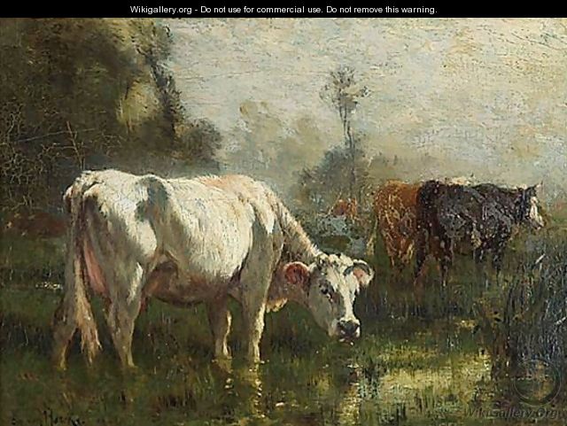 Cattle At Pasture - Emile van Marcke de Lummen