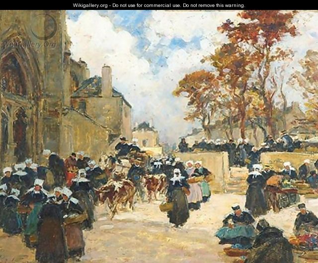 Market At Concarneau - Fernand Marie Eugene Legout-Gerard