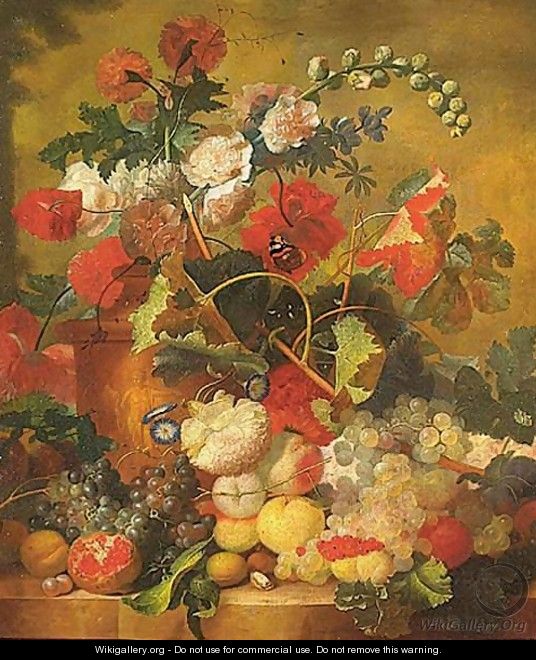 Sill Life Of Various Flowers In A Terracotta Vase - (after) Jan Van Os