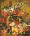 Sill Life Of Various Flowers In A Terracotta Vase - (after) Jan Van Os