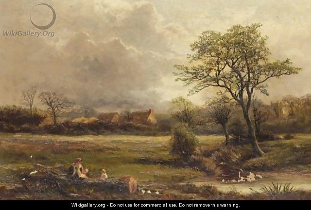 Landscape With Figures By A Stream - (after) George Turner