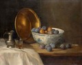 Still Life Of Plums With A Pewter Jug And Glass - Antoine Vollon
