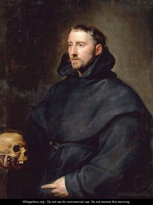 Portrait Of A Monk Of The Benedictine Order, Holding A Skull - (after) Dyck, Sir Anthony van