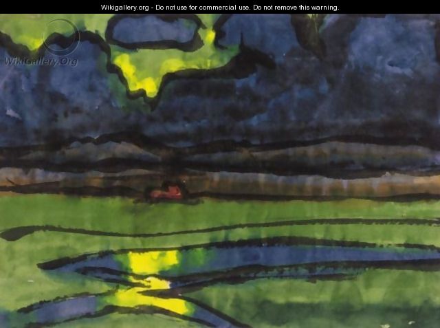 Marschlandschaft Mit Wolkenspiegelung (Marsh Landscape With Cloud Reflection) - Emil Nolde