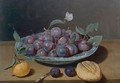 Still Life Of A Plate Of Plums And A Loaf Of Bread - (after) Jacques Linard