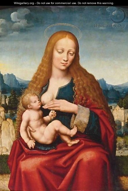 Madonna And Child In A Landscape - (after) Marco D