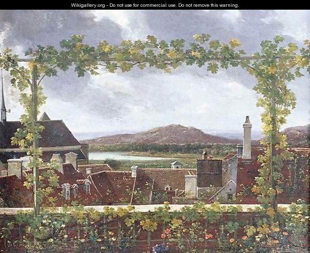 Landscape With A View Of Rooftops And Grapevine - Jean-Joseph-Xavier Bidauld