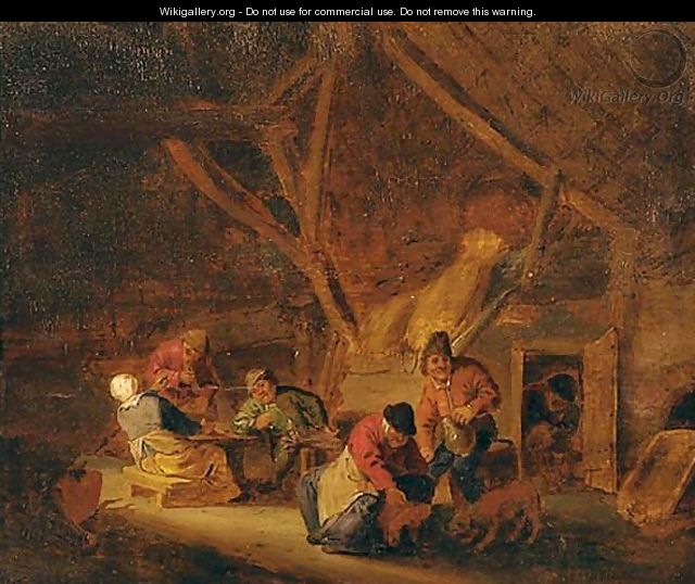 Peasants Carousing In A Barn - (after) Adriaen Jansz. Van Ostade
