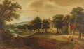 Abraham Meeting The Angels By A Village, An Extensive Landscape Beyond - (after) Jacques Backereel