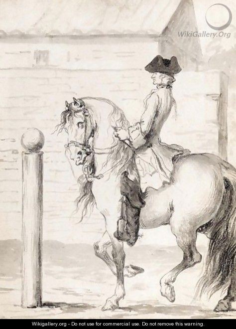 A Gentleman On A Horse By A Training Post - John Vanderbank