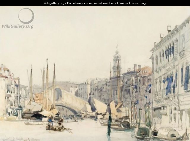 The Grand Canal, Venice, Looking Towards The Rialto Bridge 2 - William Callow