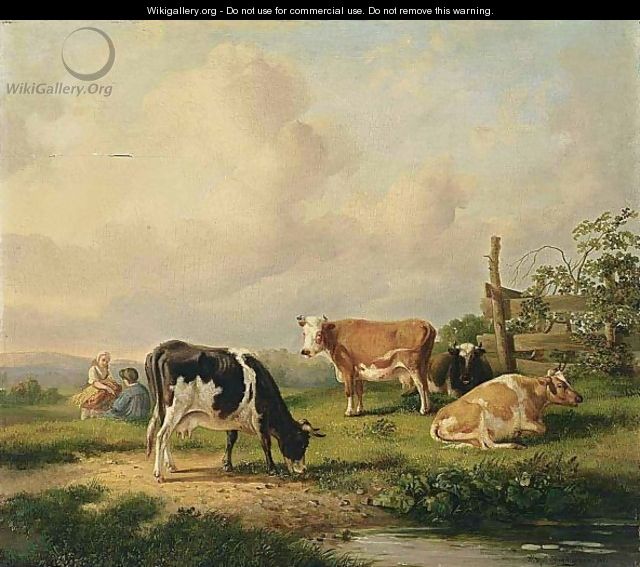 Cows In A Landscape - Hendrikus van den Sande Bakhuyzen