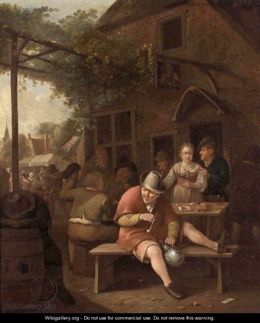 Figures Smoking And Drinking Outside An Inn - Hendrik Carree