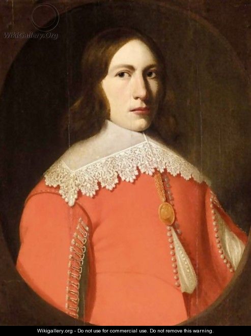 Portrait Of A Young Man, Half Length, Wearing A Red Doublet And A White Ruff - (after) Anthonie Palamedesz. (Stevaerts, Stevens)