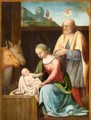 The Holy Family With The Annunciation To The Shepherds Beyond - Giovanni Battista Benvenuti (see Ortolano)
