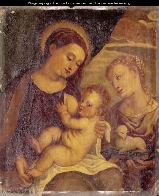 The Madonna And Child With Saint Agnes - Venetian School