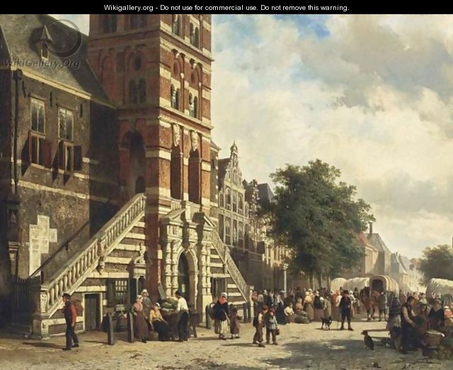 A View Of The Wijnhuistoren, Zutphen - Cornelis Springer