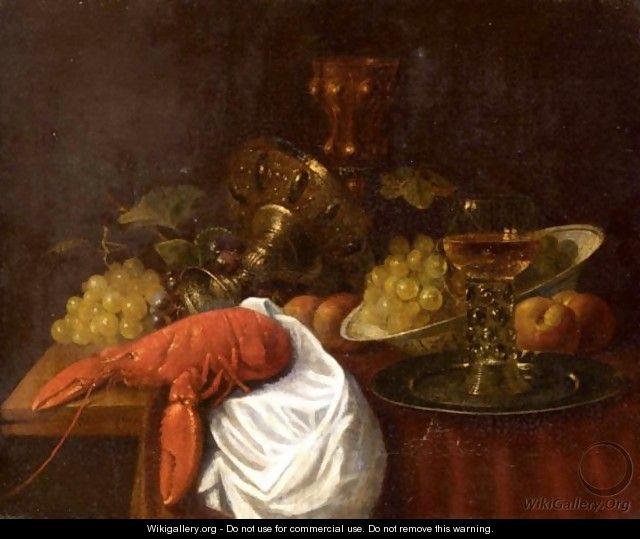 A Banketje Still Life With A Lobster, Tazza And Fruit - (after) Jan Davidsz. De Heem