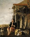 A Rustic Setting With A Boy And His Dog - (after) Jan Baptist Weenix