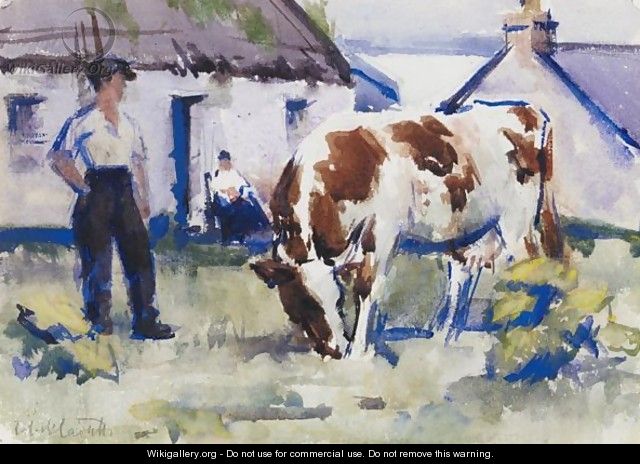 The Brown And White Cow, Iona - Francis Campbell Boileau Cadell