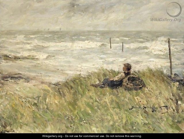 A Stormy Sea At Carnoustie - Robert Gemmell Hutchison