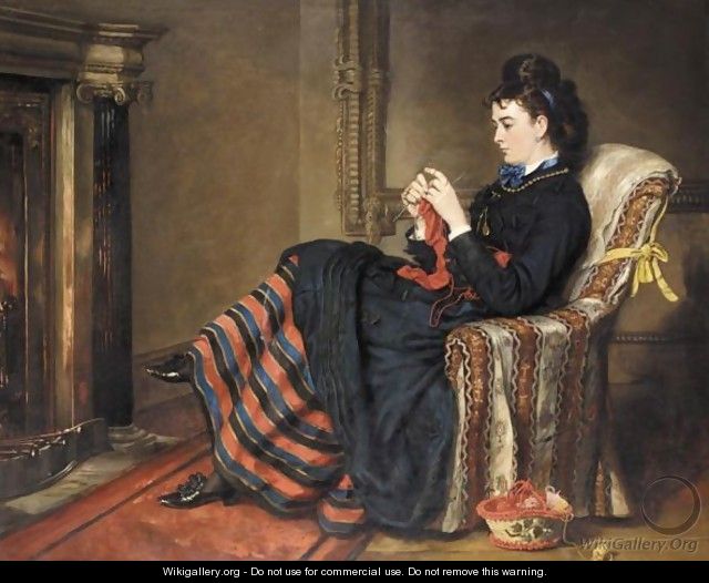 Knitting A Stocking - Sir Francis Grant
