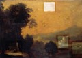 Travellers Resting On The Path In An Extensive River Landscape - Italian School