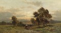 Covered Wagon And Cattle In A Landscape - Carl Weber