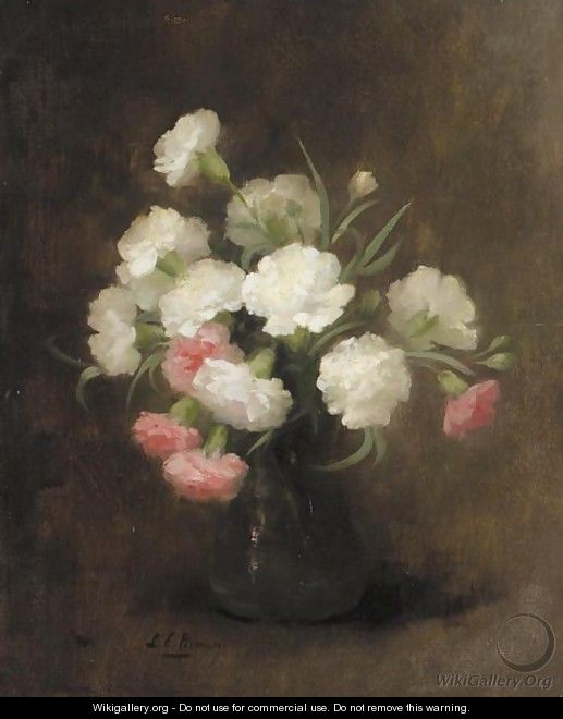 White And Pink Carnations - Louise Ellen Perman